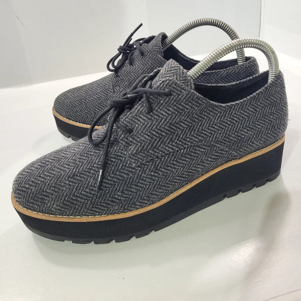 EILEEN FISHER EDDY LACE UP PLATFORM TWEED HERRINGBONE OXFORD LOAFER SHOE 7.5 A11 - Picture 13 of 13